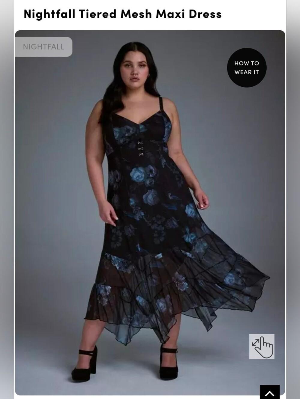 Torrid Nightfall Tiered Mesh Maxi Dress NWOT